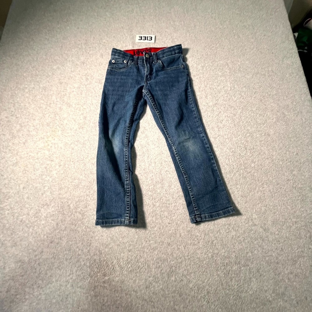 Levi's Jeans Womens 6 Blue Denim Cotton Stretch Whiskers Detail Straight Leg‎